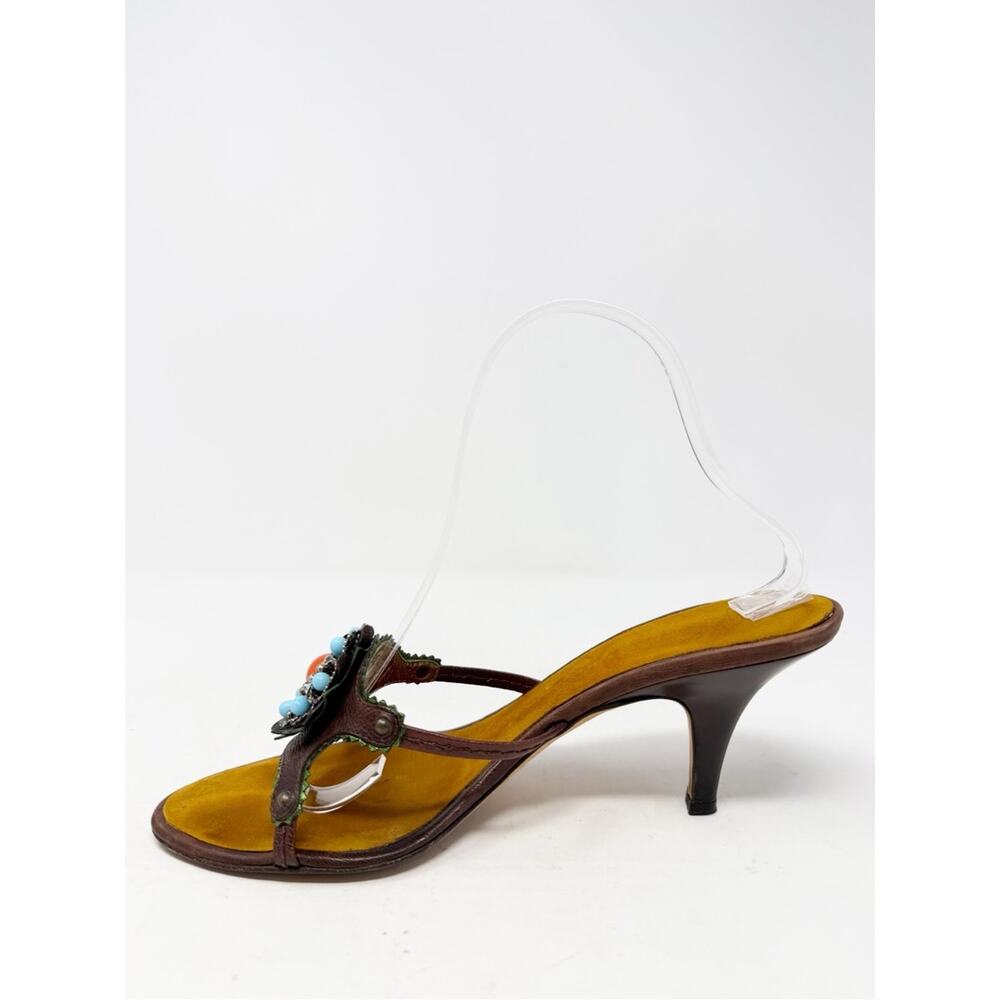 Vintage Giuseppe Zanotti Jeweled Floral Slide Sandal Heels Womens Size EU 39 - Picture 6 of 11
